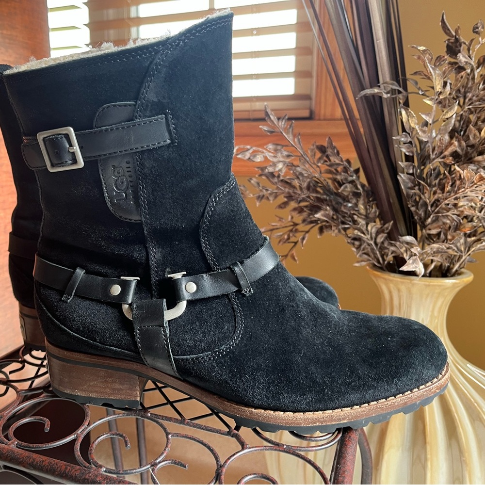 UGG Black Suede Combat Boots